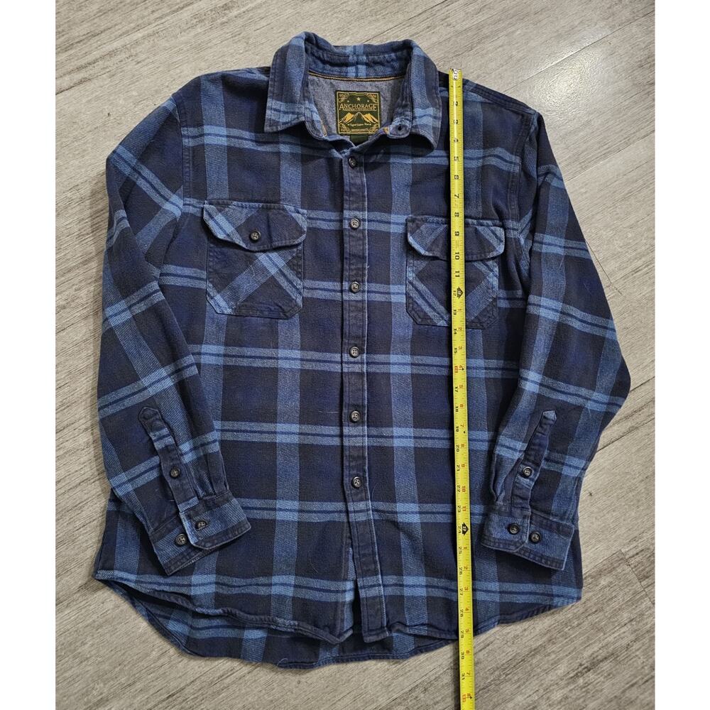 Anchorage Expedition Men XL Flannel Shirt Blue Plaid Long Sleeve 100% Cotton